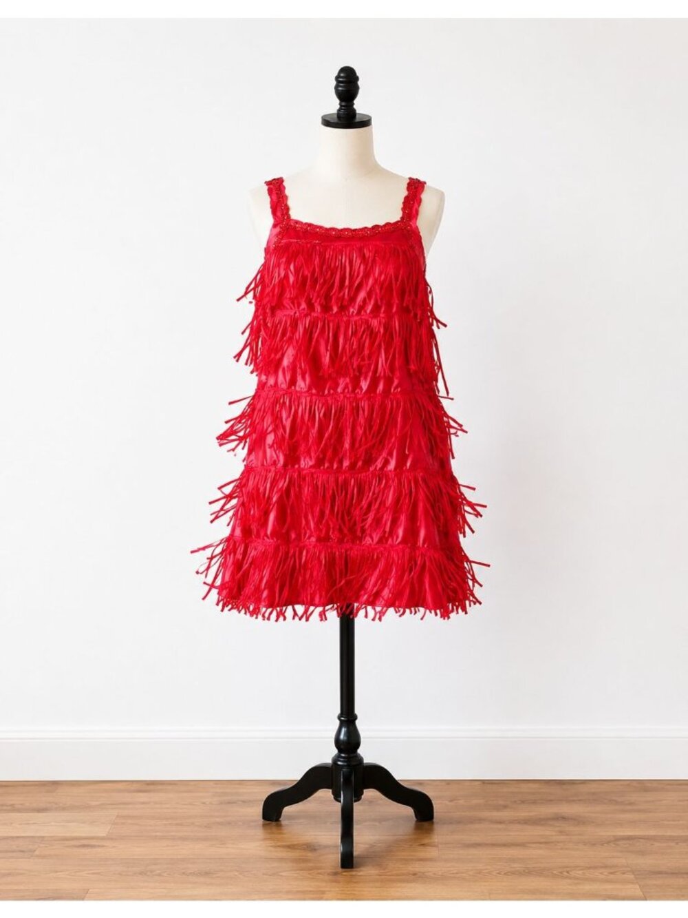 Flapper Fringe Costume Dress Women's Small Red Charleston Great Gatsby 1920s